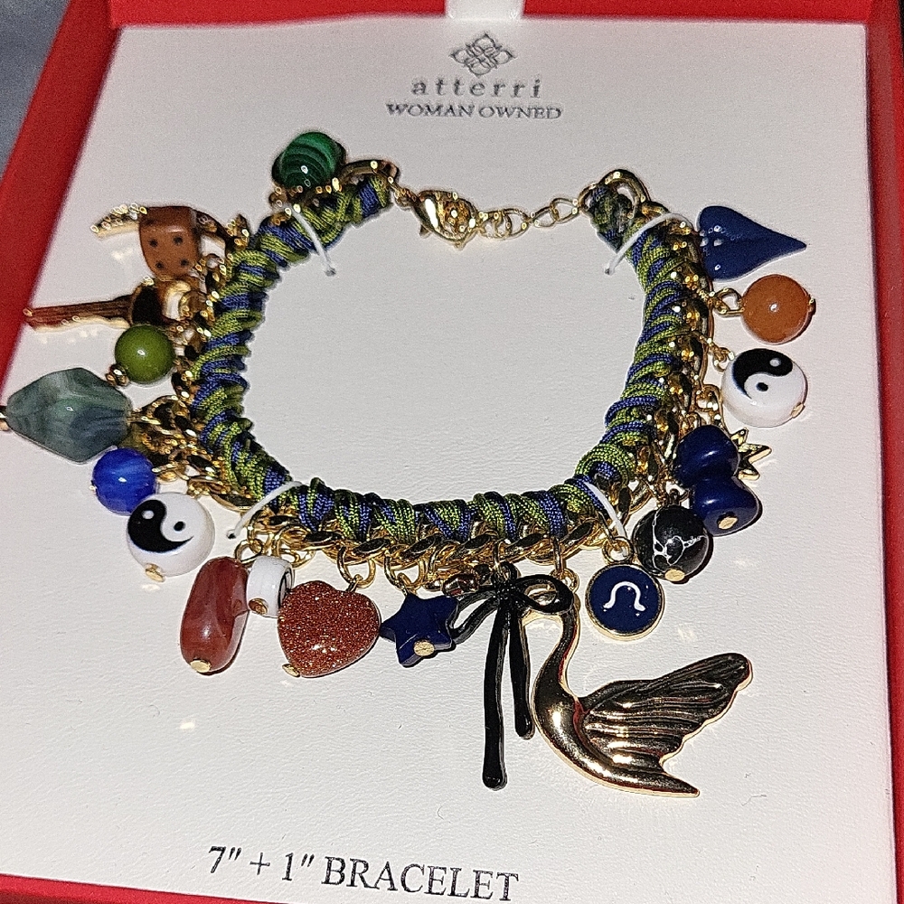 Atterri Multicolor Golden Charm Bracelet Green Blue Hue HL Ty TL